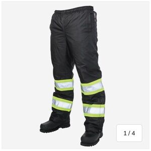 Tough Duck Pull-On Insulated Safety Pant, black/hi-vis yellow, men’s medium